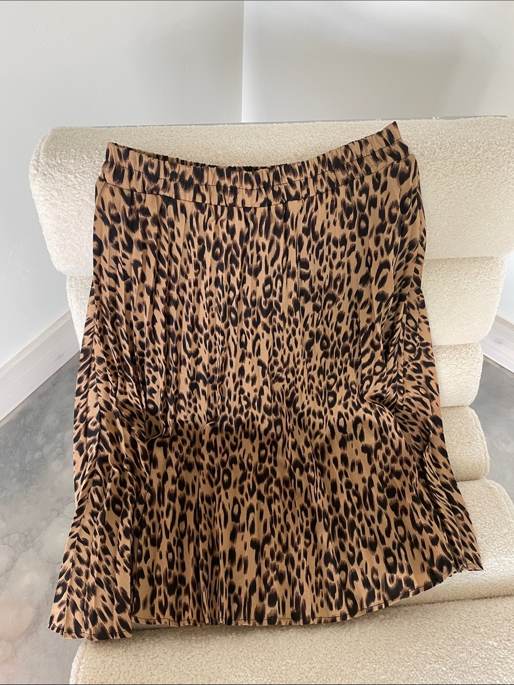 Leopard Print Midi Skirt - Brown/Black